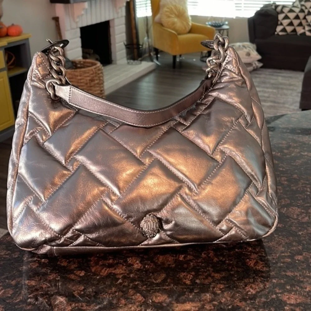 Kurt Geiger Kensington gunmetal quilted hobo bag